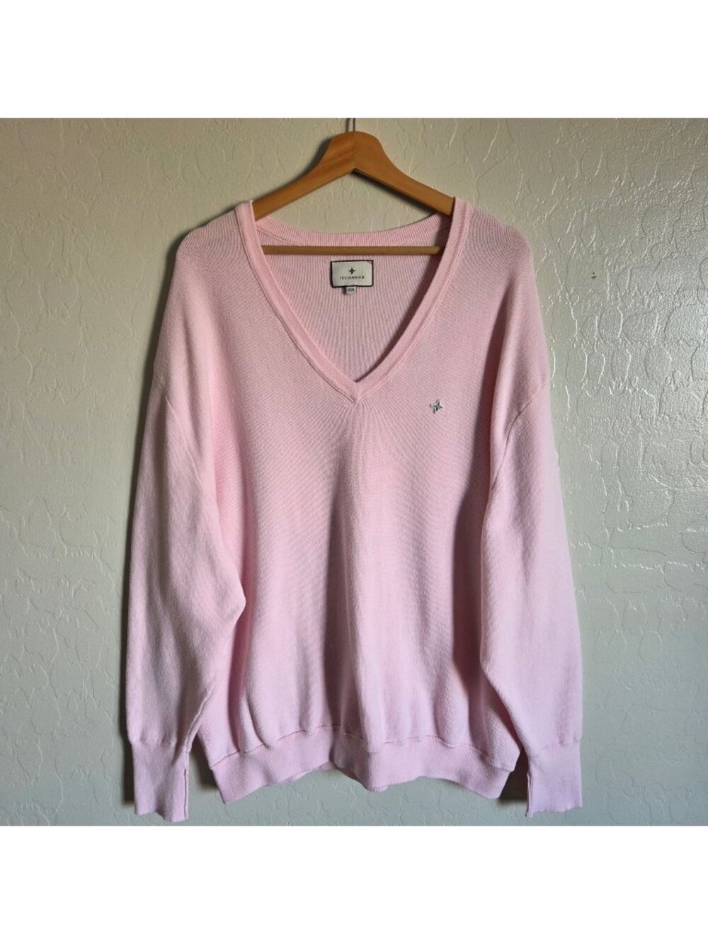 Tuckernuck Wilma V-Neck Sweater Pale Pink Size Womens XXXL Cotton Preppy Tennis